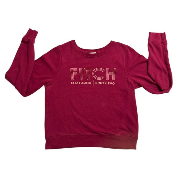 Abercrombie & Fitch Maroon Red Graphic Sweatshirt Ninety Two Womens Size M FLAWS - Picture 9 of 15
